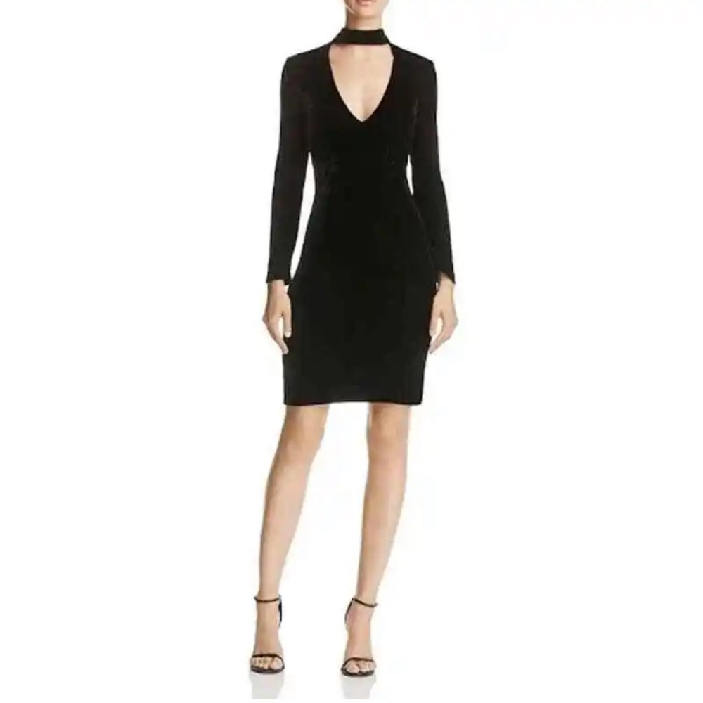 BARDOT Kira crushed velvet black dress US 8/M